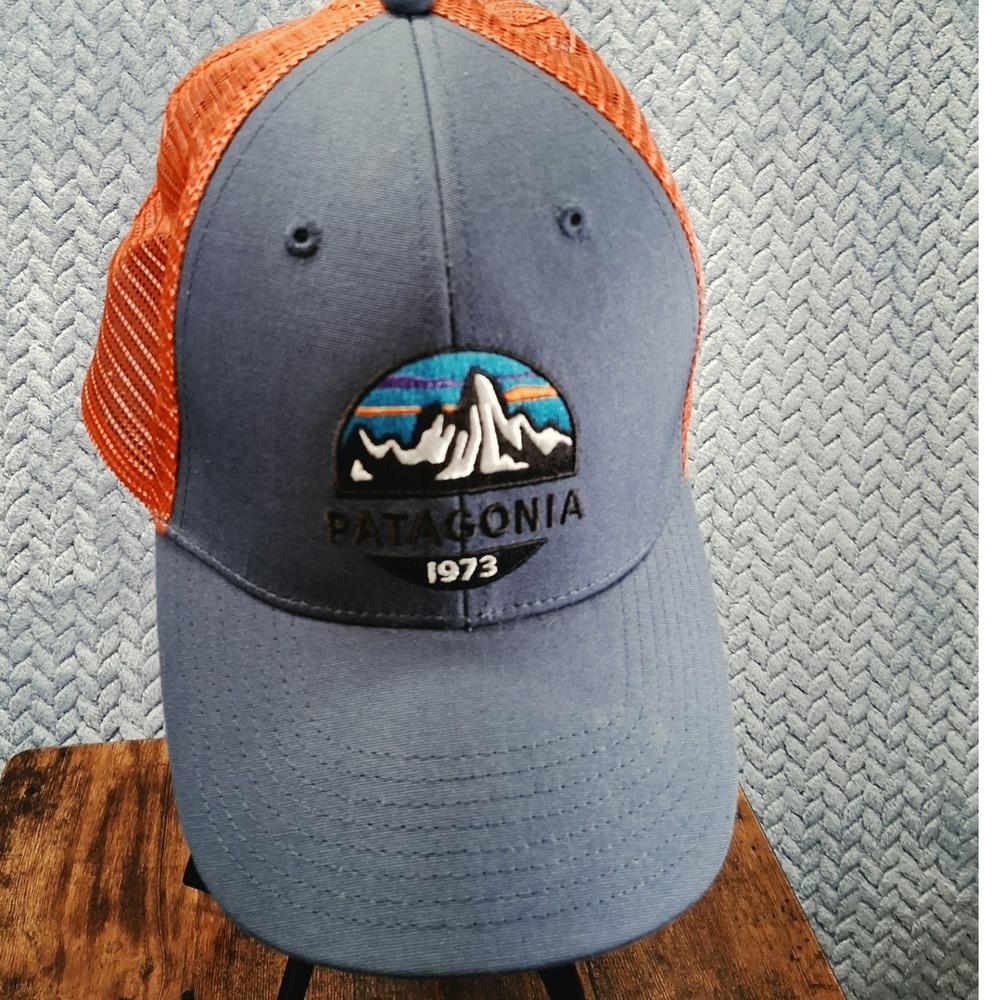 Patagonia Fitz Roy 1973 Trucker Hat Blue Orange Mesh Snapback Cap 38218 SP18